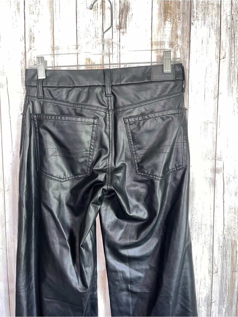 American Eagle Curvy Stovepipe Faux Leather Pants Black NWT Size 2 - Picture 5 of 8